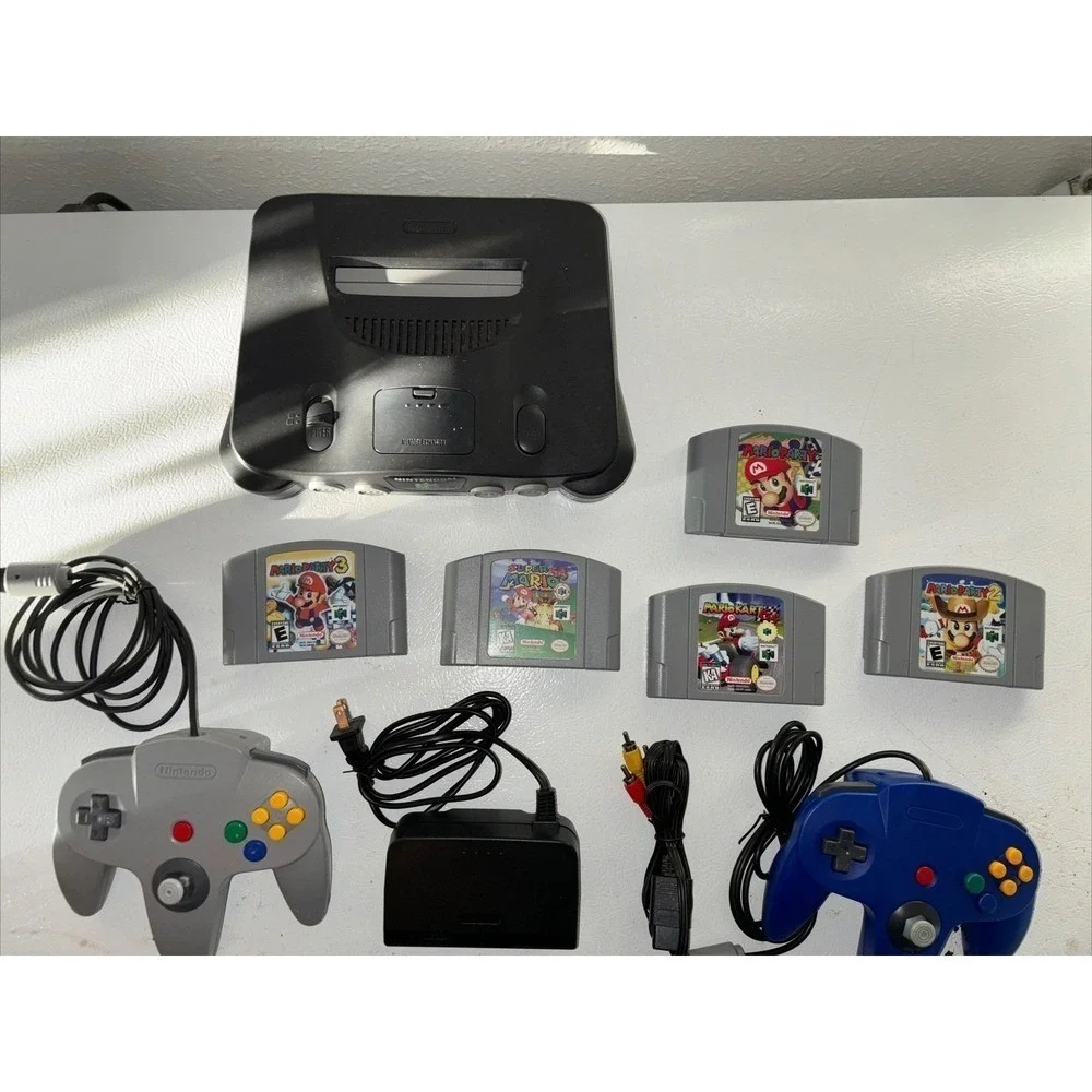 Wow Nintendo 64 console + 2 Controllers 5 Mario GAMES Party 1 2 3 Mario Kart